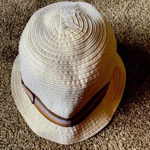 Riviera summer sun hat shimmer & glitter with striped bow detail one size New